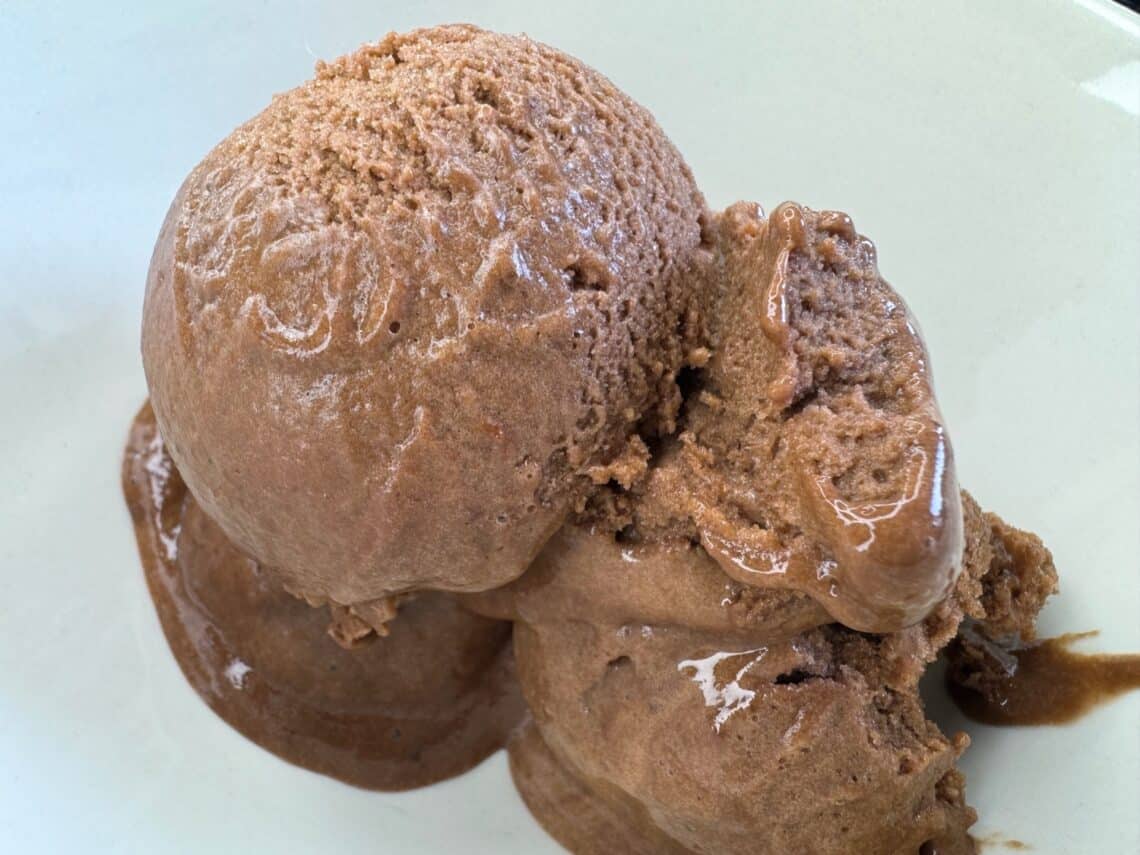 Chocolate Protein Ice Cream scooped in a bowl