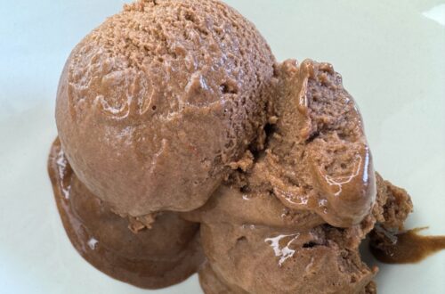 Chocolate Protein Ice Cream scooped in a bowl